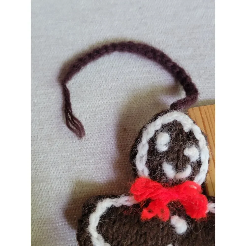 Vintage Gingerbread Christmas Ornament Handmade Crocheted 5in